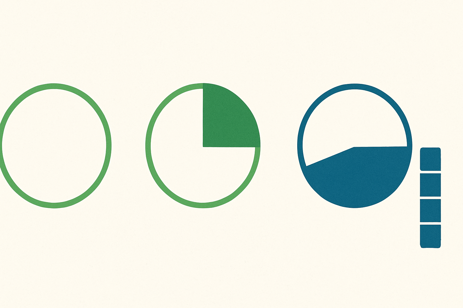 Visual infographic using green and blue circles and bars to represent daily nutrient contributions on a nutrition label